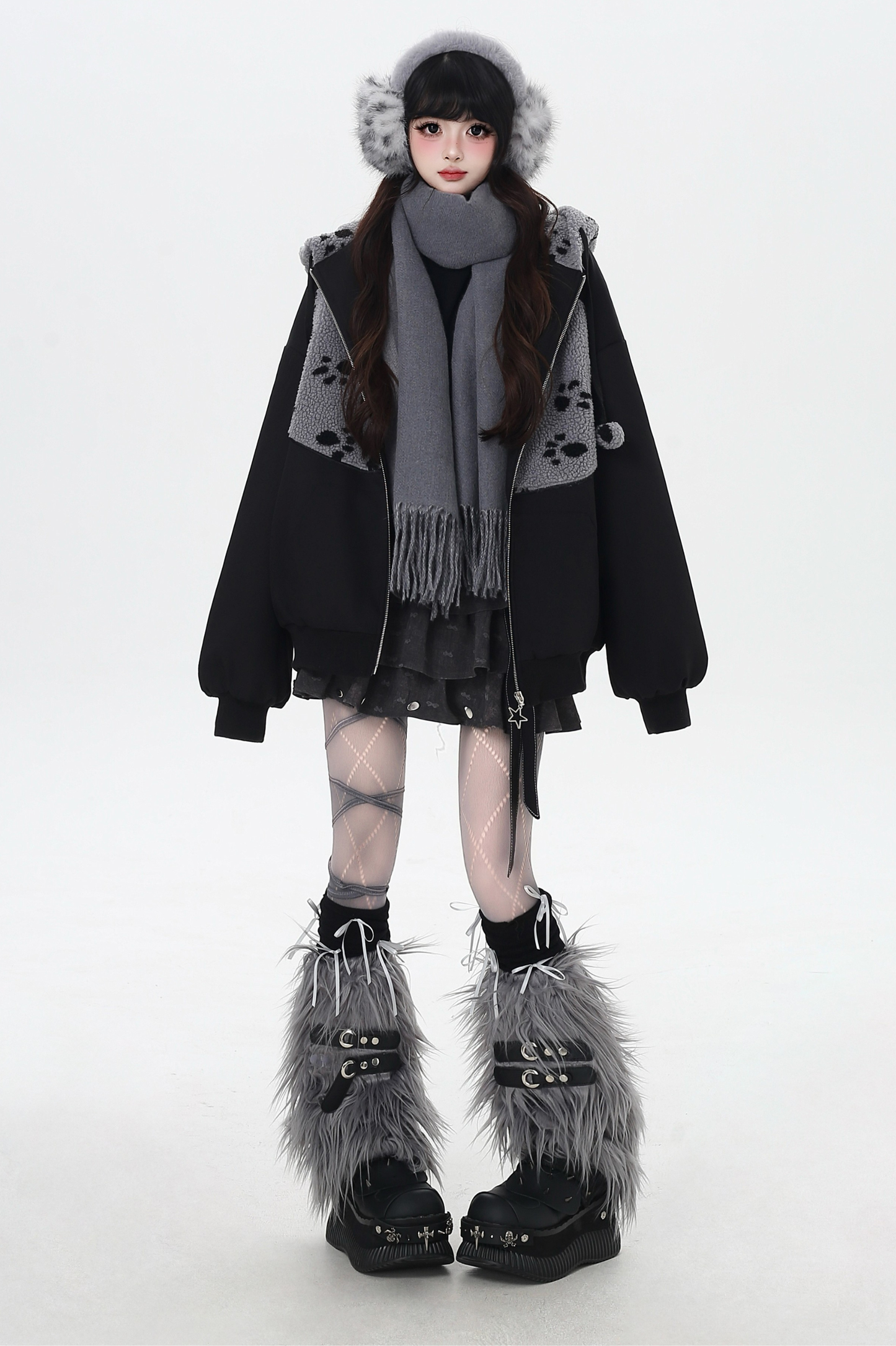 Dark Sweet Cat Ear Fleece Loose Jacket