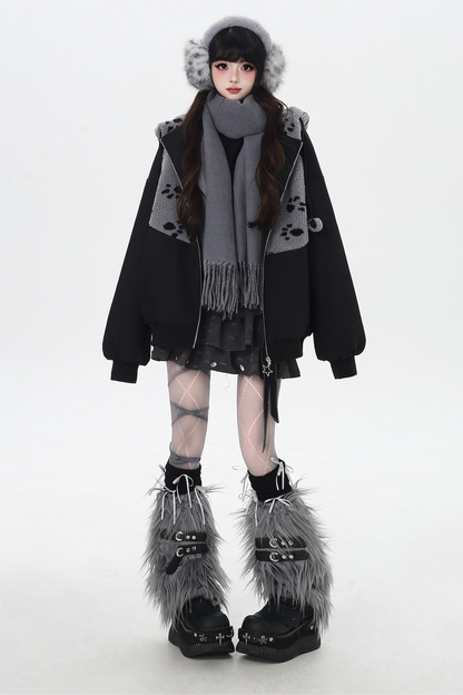 Dark Sweet Cat Ear Fleece Loose Jacket