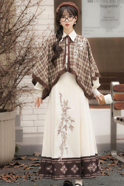 レトロチェックトップス＋スカート