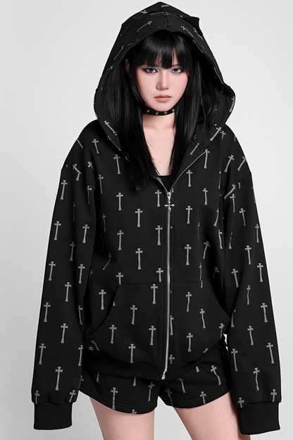 クロスファーフードパーカー