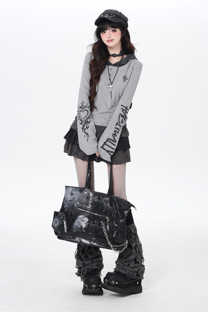 ゴシックアームデザインフードトップス