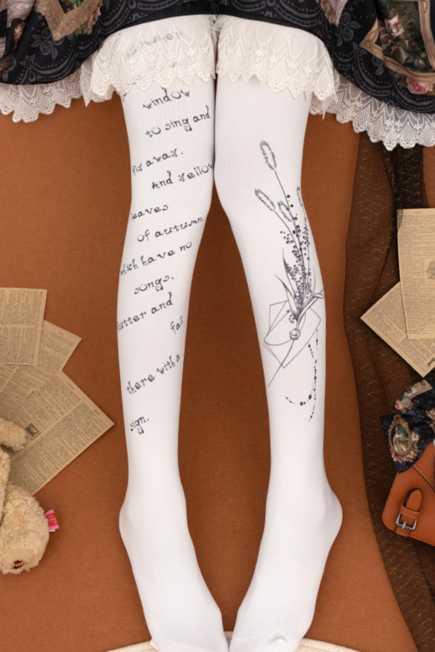 Classical Flower Letter Lolita Tights