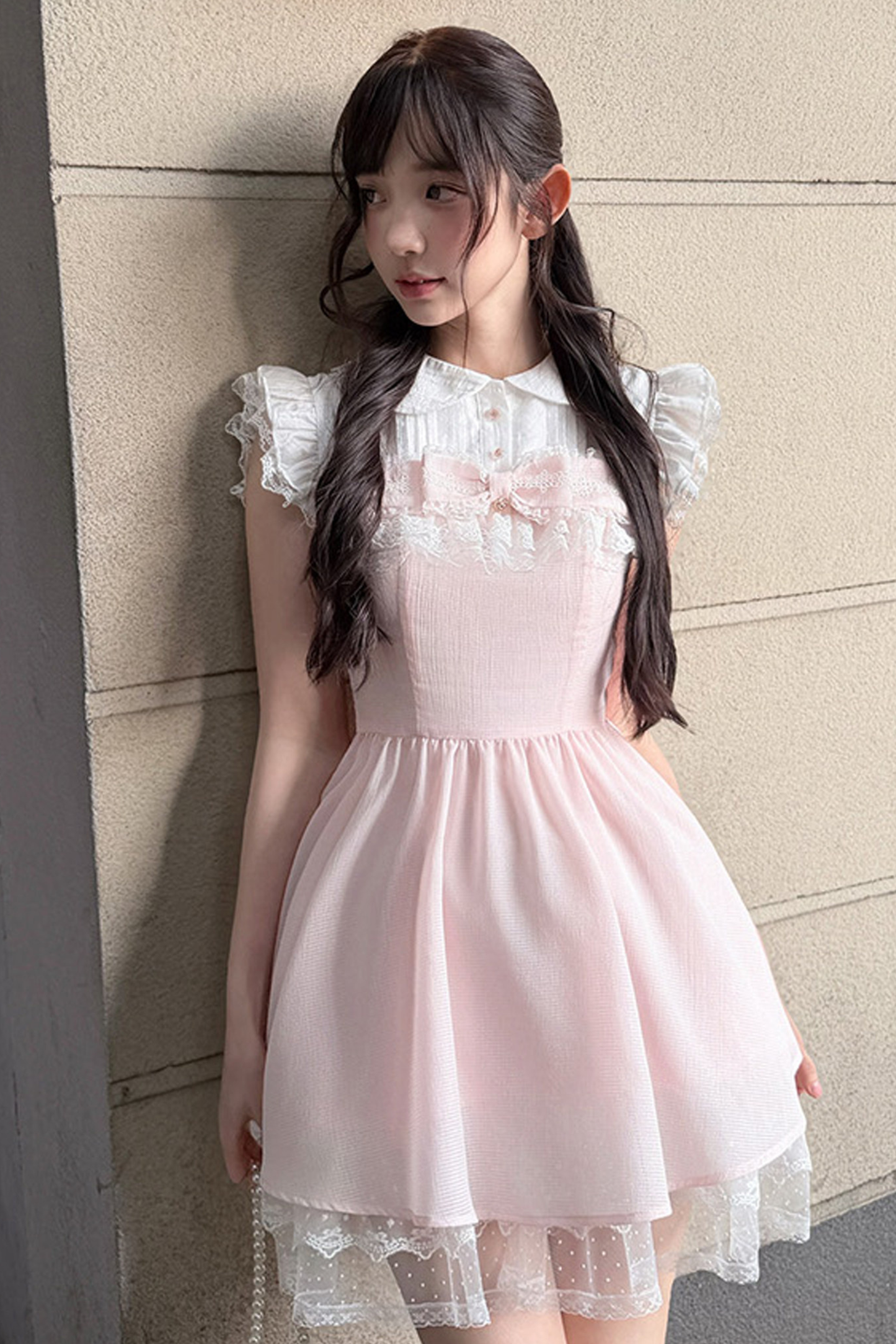 甜美风蕾丝公主连衣裙