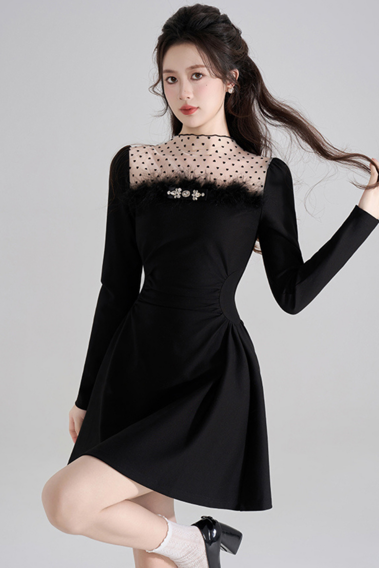 Chic Heart Dot Hepburn Style Dress