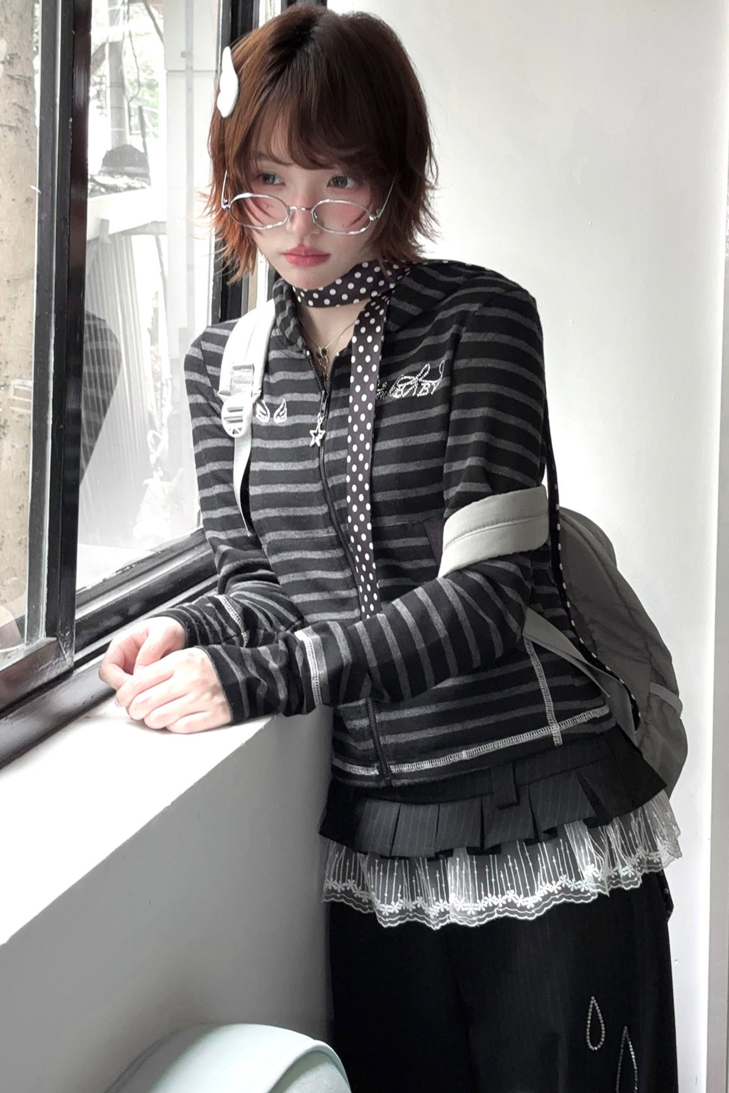 Rhinestone Striped Hoodie + Wide Pants