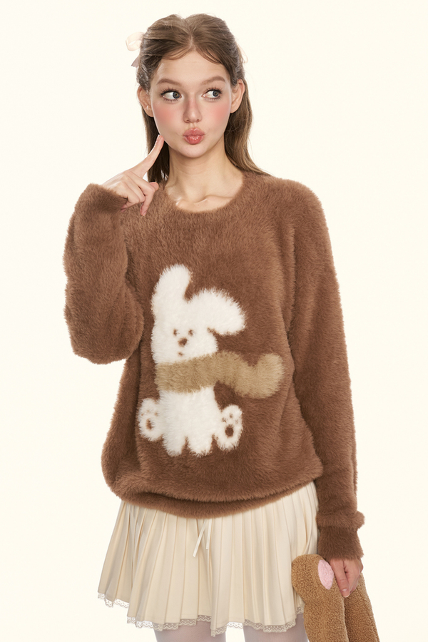 Cream Chestnut Cocoa Bunny Fur Knit