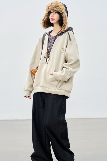 グラビティミュージアムフェイクツーピースチェックフードトップス