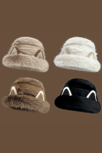 Cat Ear Plush Bucket Hat