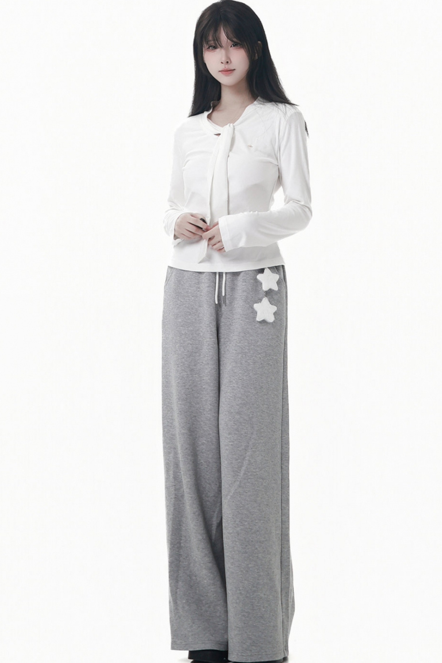 マルチカラーボタンリボントップス