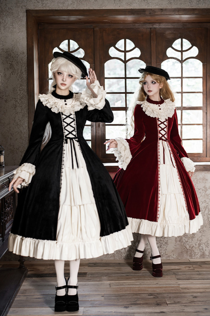 クラシカルエレガントドレス+カラー+リボン+ハット