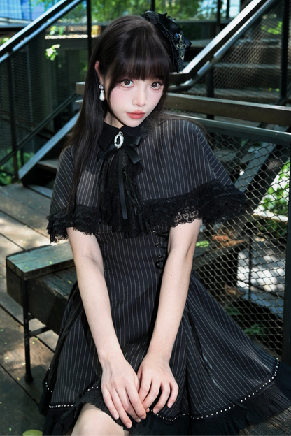 French Stripe Cape Dress