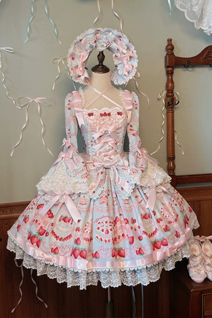 [Pre-order Deadline: July 8] Strawberry Series Bonnet + Ribbon Headband