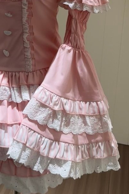 ピンキープリンセスケーキトップス+スカート+スリーブ+ヘアバンド
