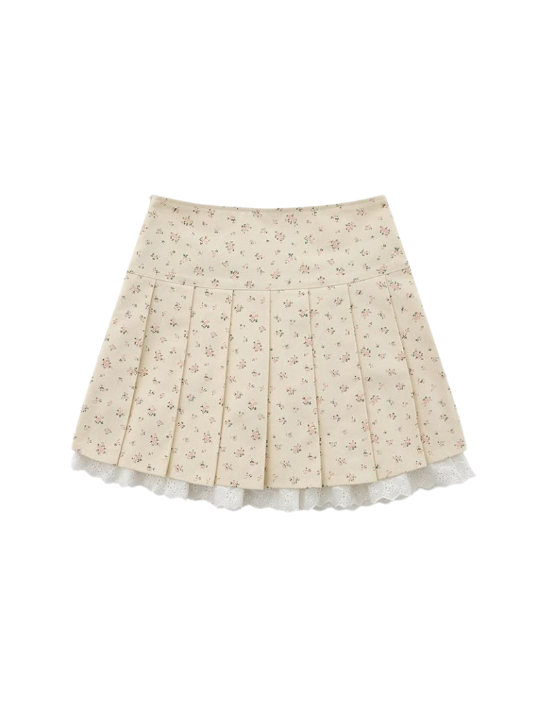 Small Rollal Zip Jacket + Lace Pleated Skirt [Short/Long