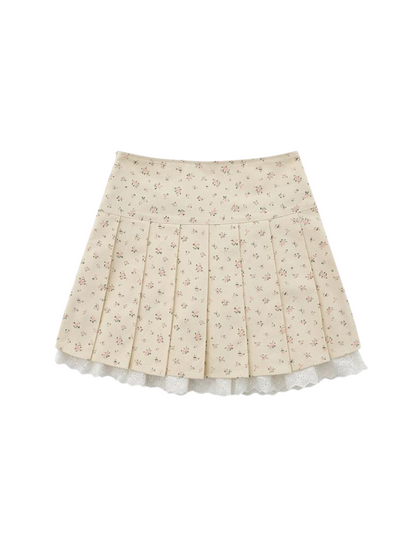 Small Rollal Zip Jacket + Lace Pleated Skirt [Short/Long