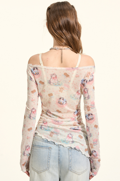 ミルクミャオパーティーメッシュトップス