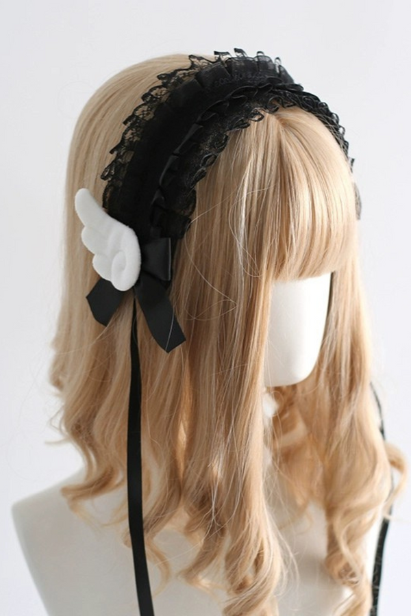 Angel Feather Headband Goth Dark Lolita Headdress