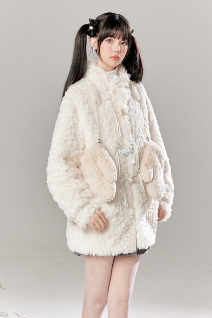 Horn button Farie Lamb Wool Coat