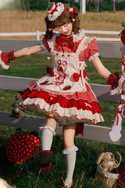 Cream Rose Berry Over Skirt Dress