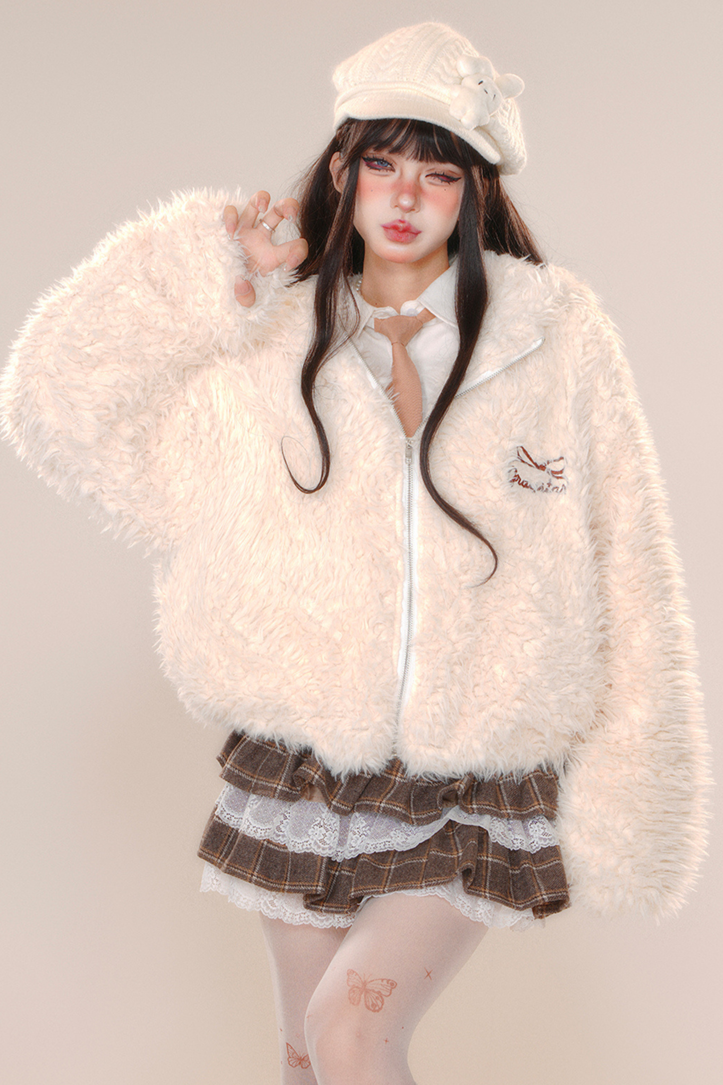 レースフローラルチェックスカート