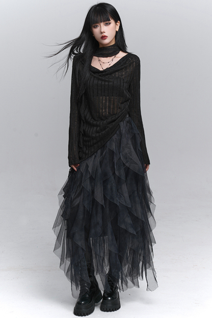 スイングネックカットアウトトップス