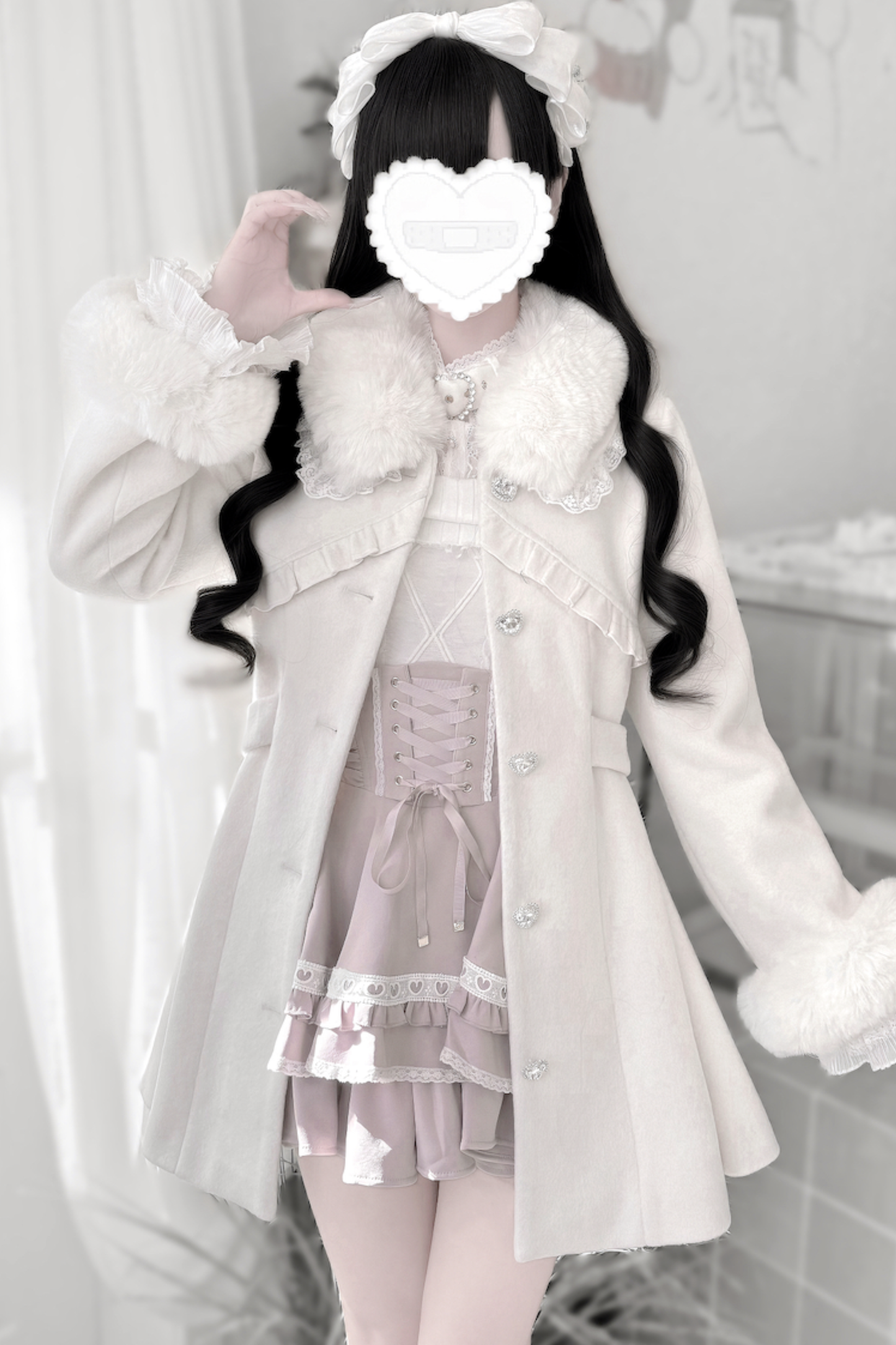 リボンウエストマークフレアコート