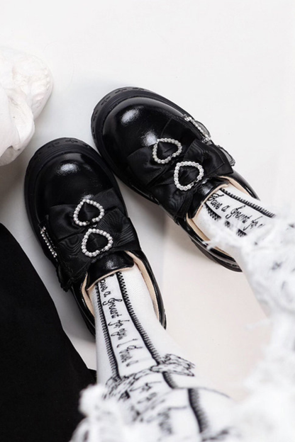 リボンハートプラットフォームシューズ