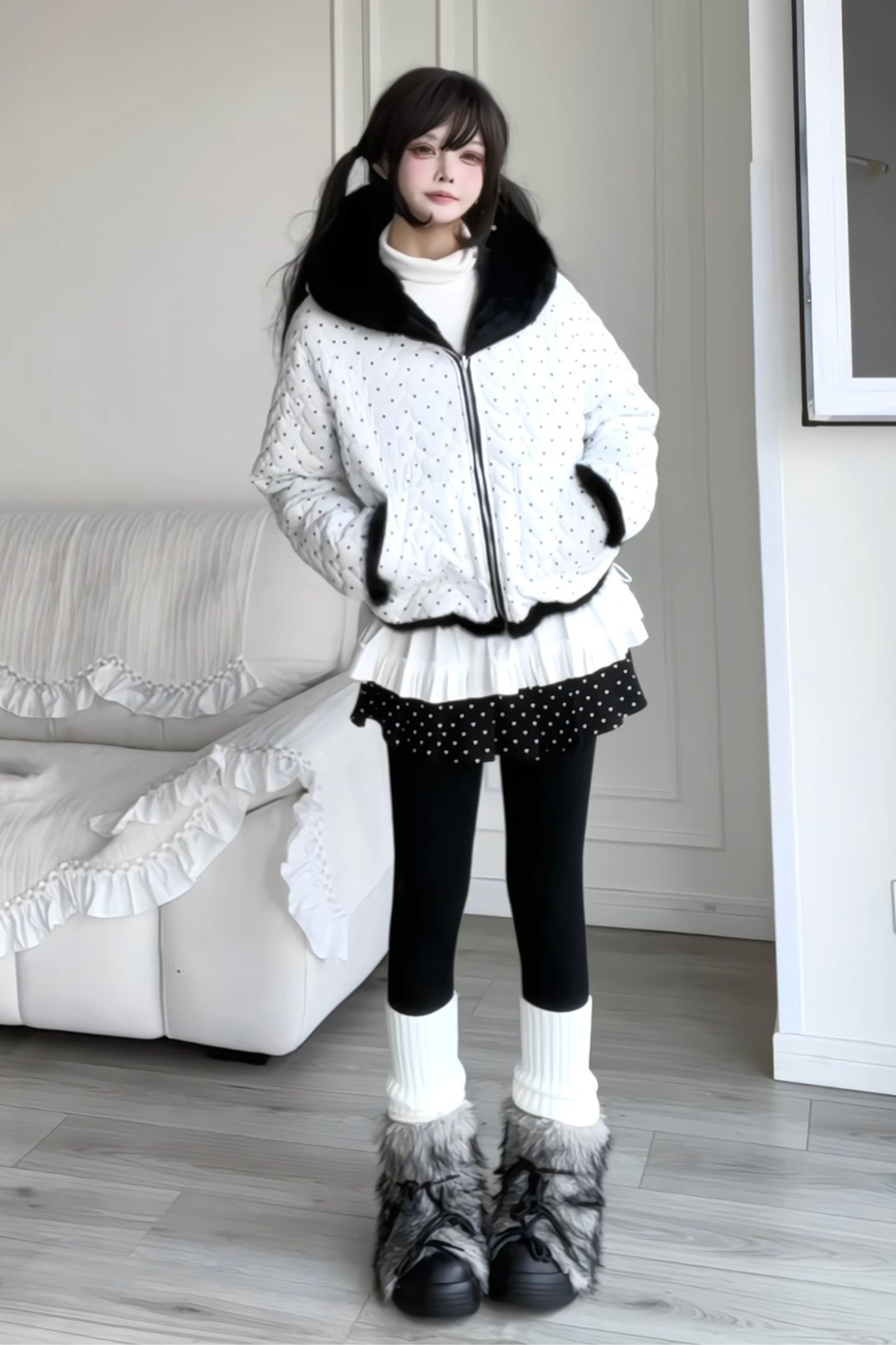 Animal Fur Reversible Zip Jacket