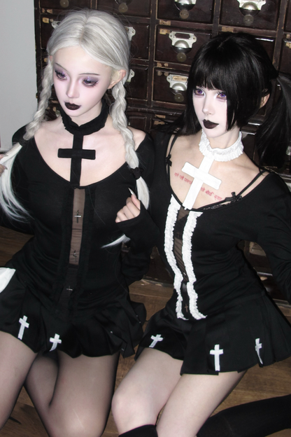 ゴシッククロスニットトップス