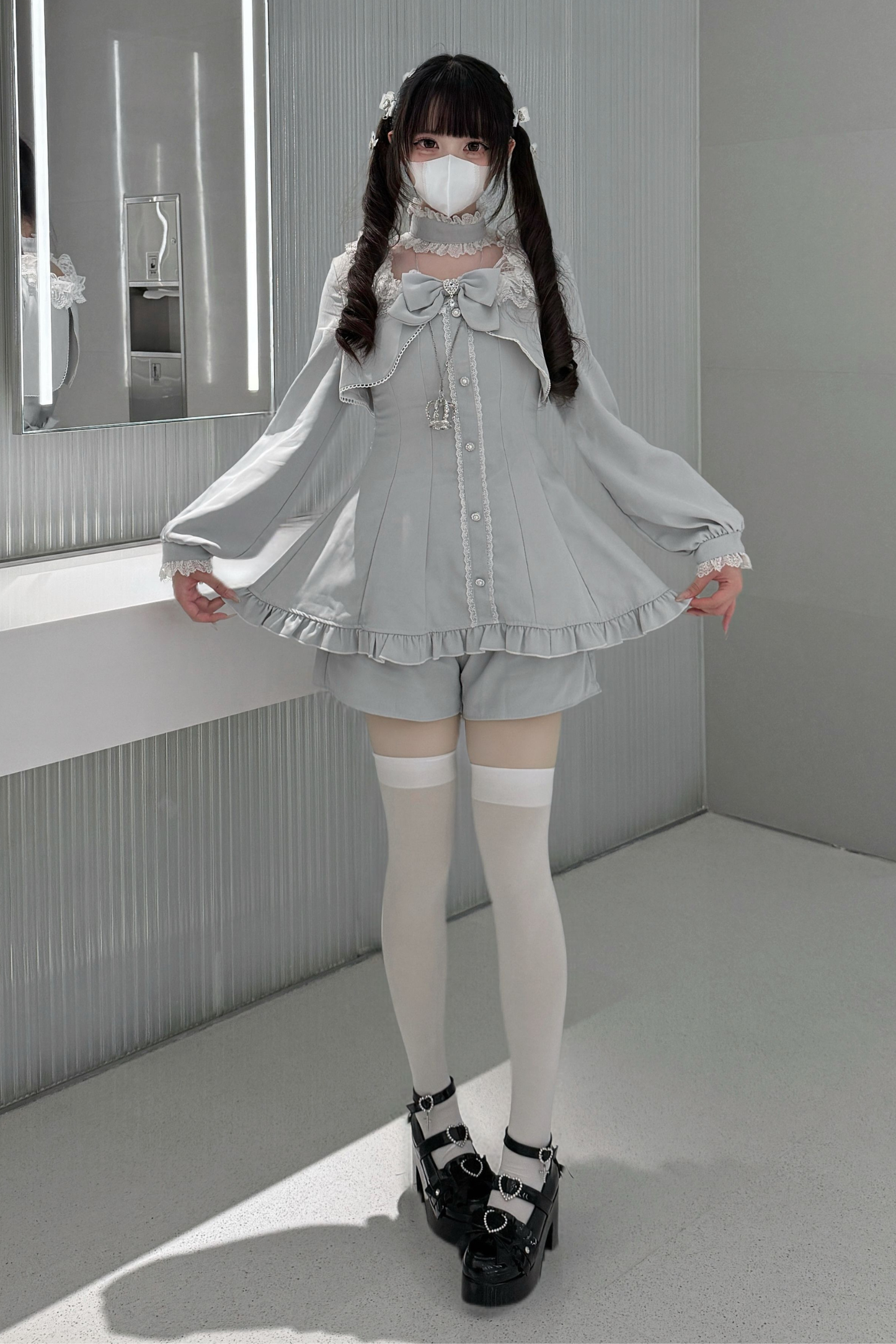 地雷フレアフェイクツーピースワンピース