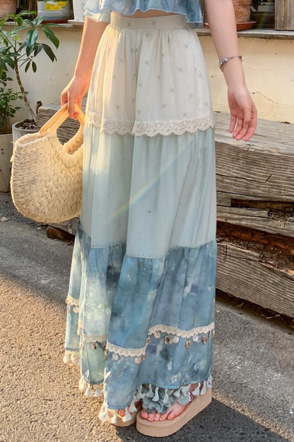 シーブルーデザインワイドパンツ