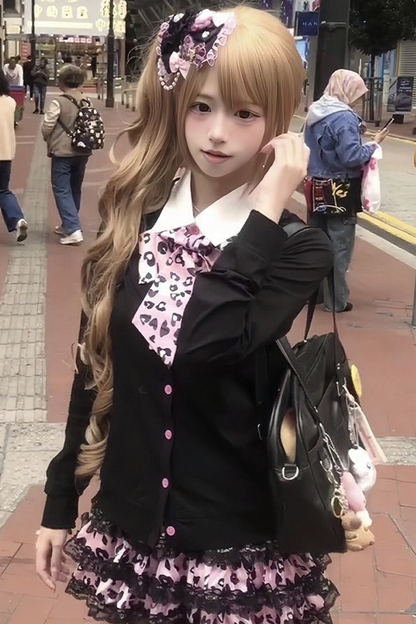 ピンクレオパードスカート+トップス