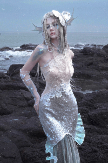 [Pre-order] Mermaid Seaside Dress + Sequined Shawl