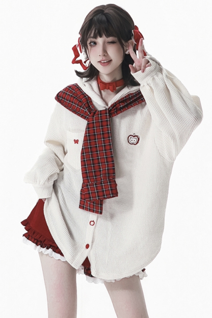 Fruit milk hooded jacket + top + pants + leg warmers