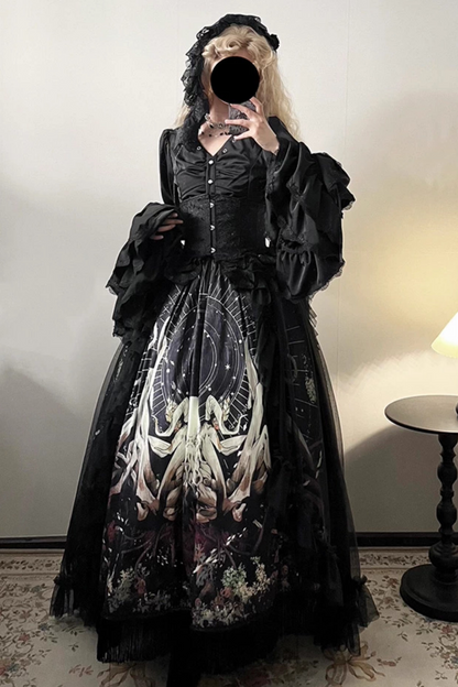 クトゥルフゴシックダークロリータシャツ+スカート+テール+コルセット