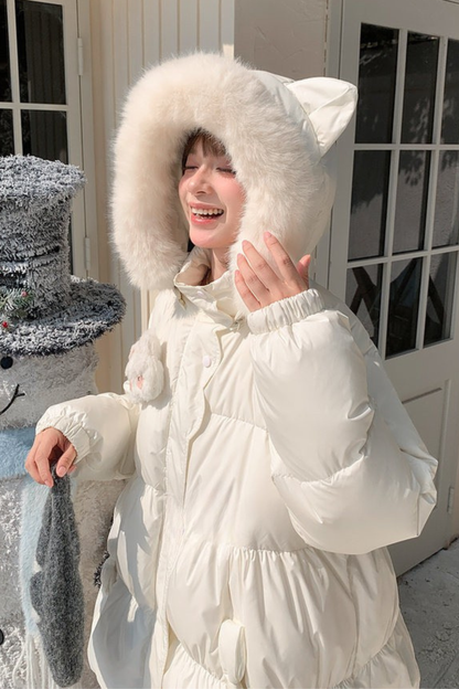 スウィートキャットフードダウンジャケット