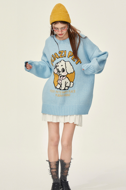 Cute Animal Over Loose Knit