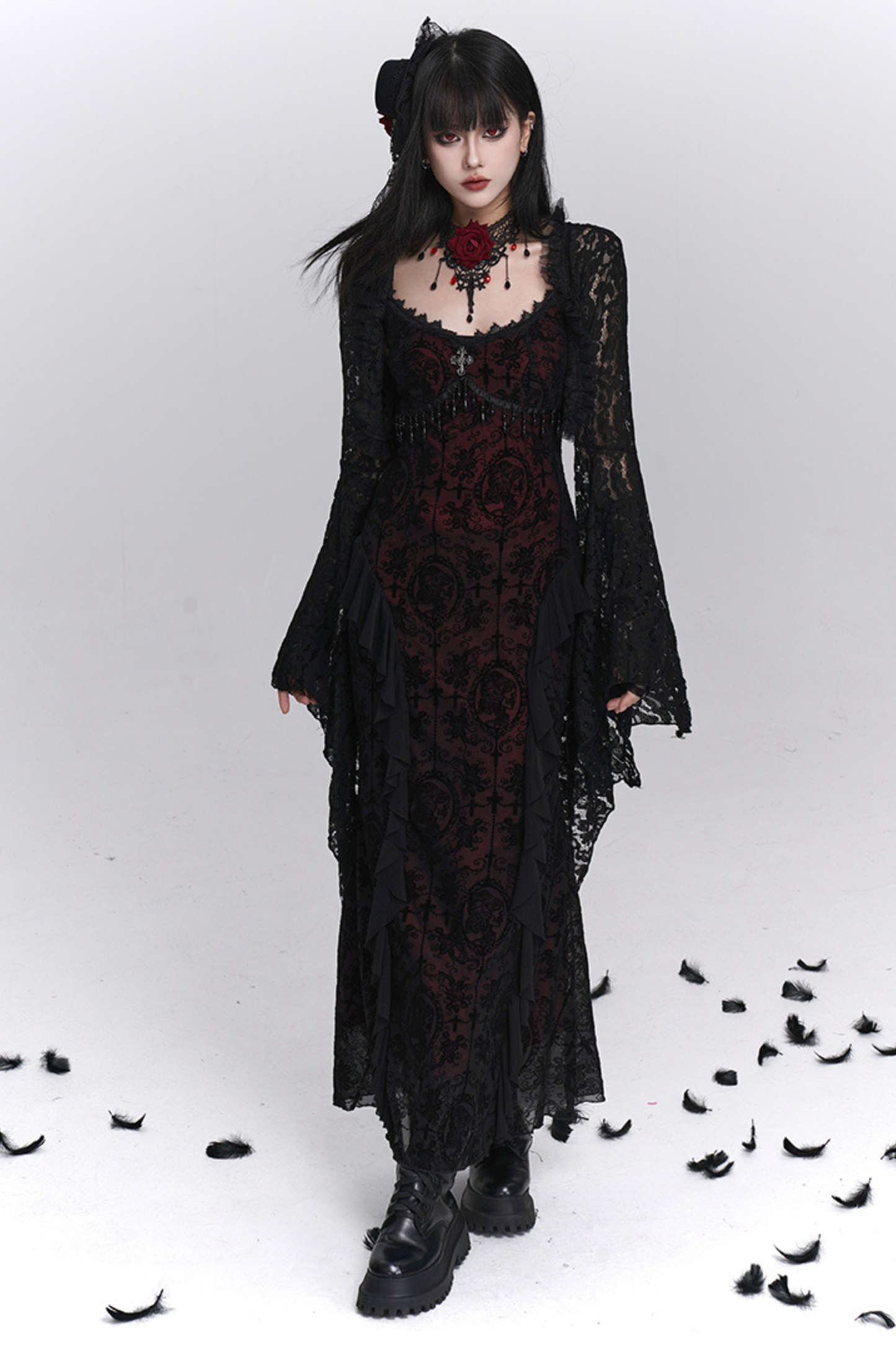 ゴシックキャミソールドレス＋シアートップス