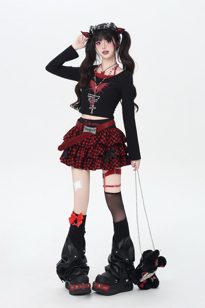 ロゴチェッカースカート