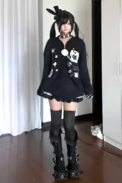 ラビットフードイラストパーカー