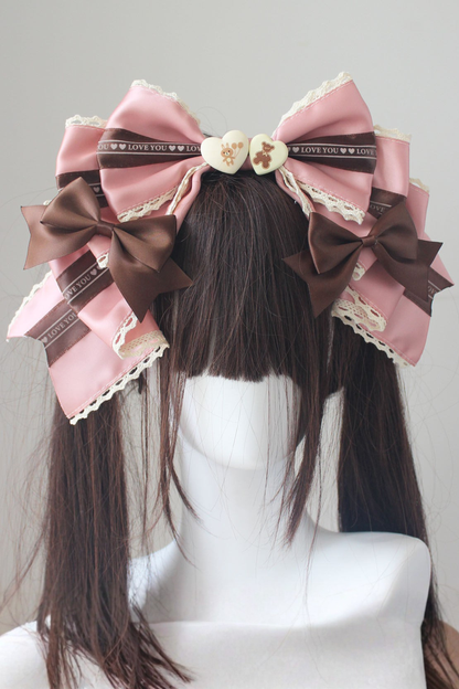 チョコレートバイカラービッグリボンカチューシャ