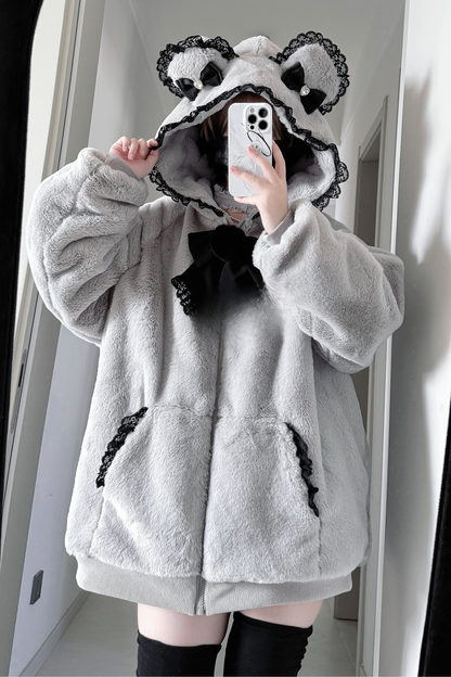 Snow Mouse Lace Fur Coat