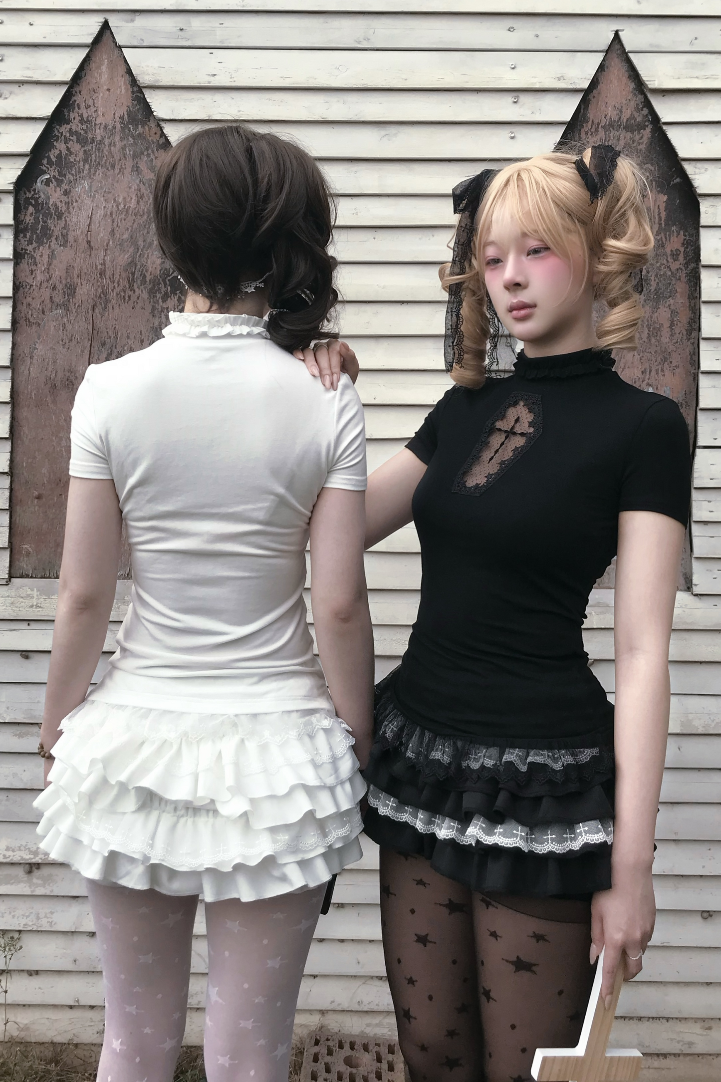 Cross Stitch Gothic Girl Top + Ruffle Pumpkin Pants