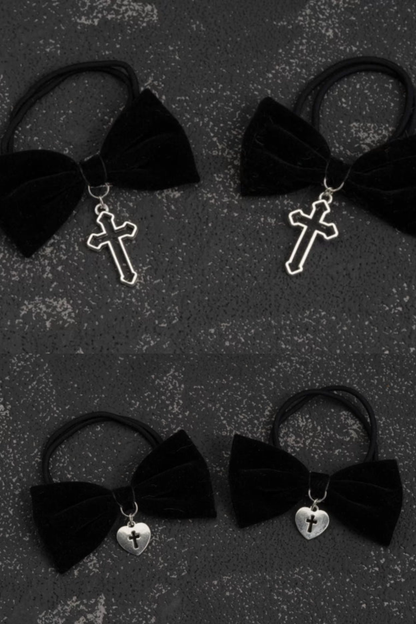 ベルベットゴシックリボンヘアゴム