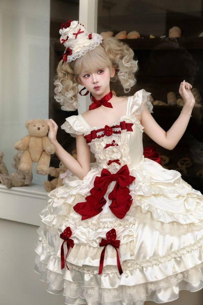 스위트 퓨어 로리타 드레스 + 꼬리 + 리본