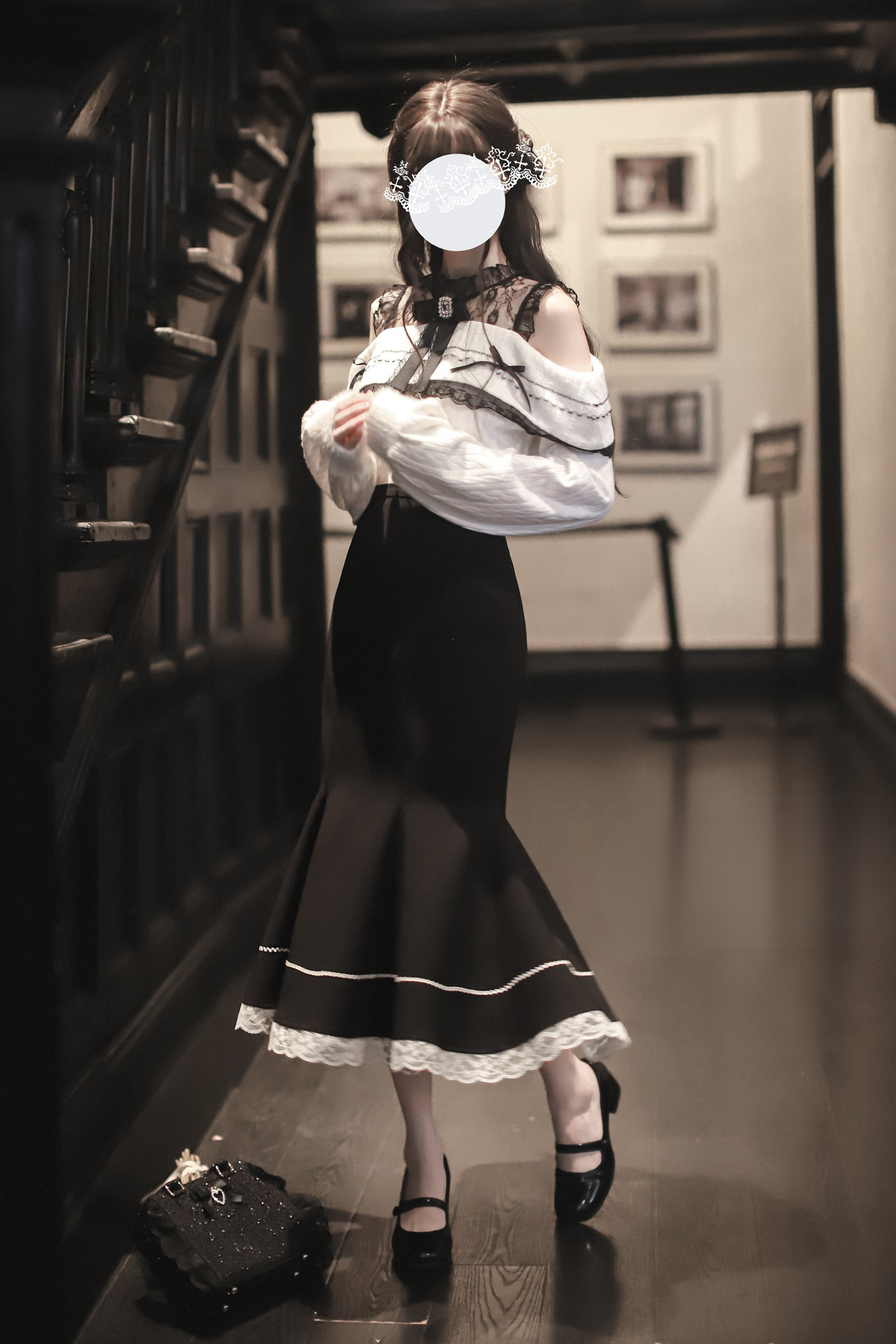 リボンニットオフショル＋マーメイドスカート＋ショートスカート＋リボン