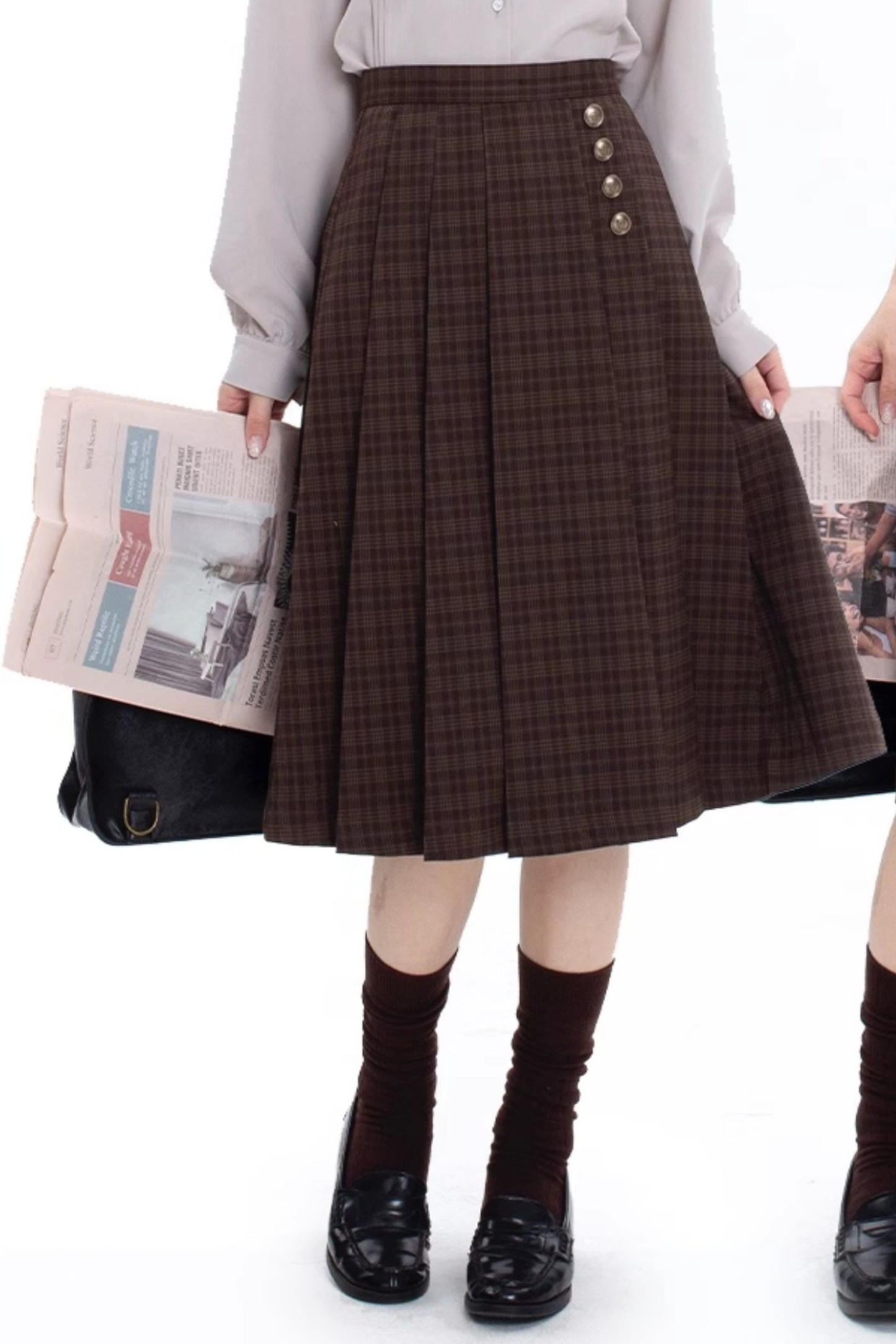 Retro College Jacket + Shirt + Skirt + Badge + Tie