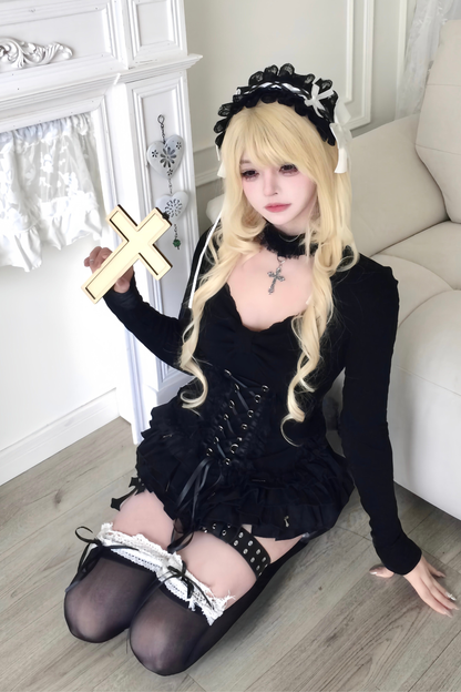 Lace Patchwork Dark Top