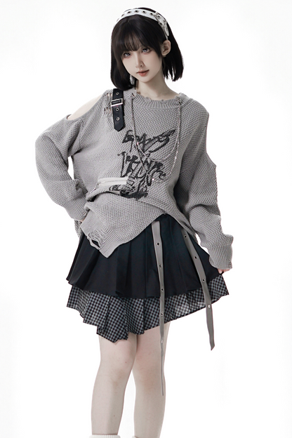 アシメルーズトップス+スカート+パンツ