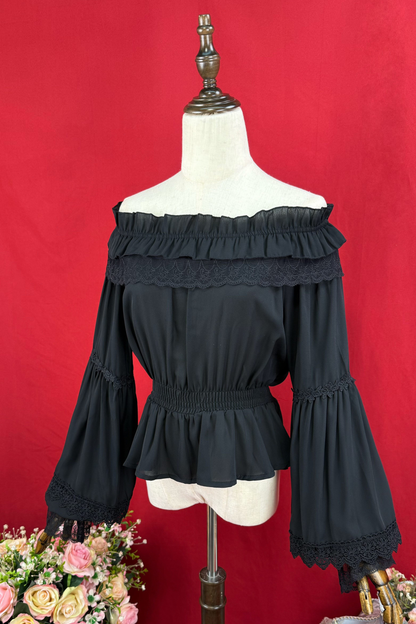 Off-the-shoulder long sleeve Lolita blouse